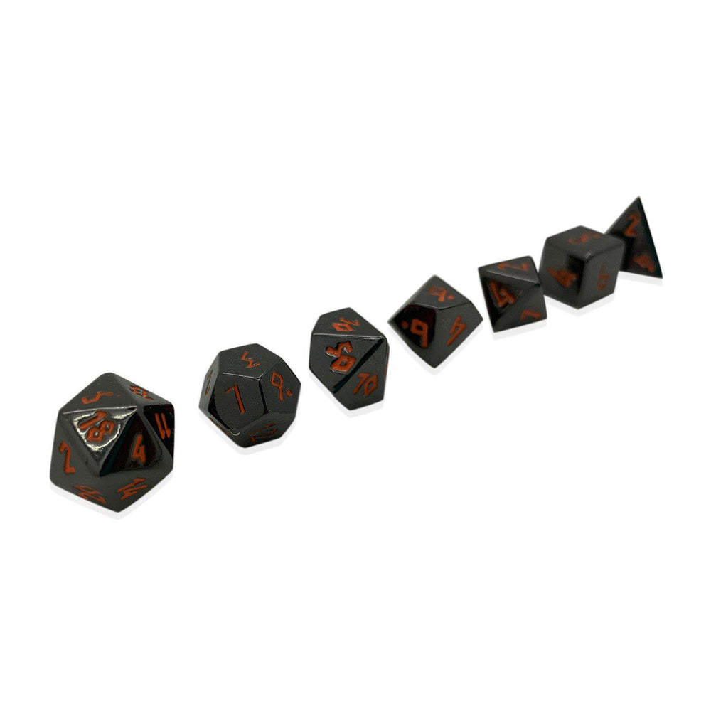 Black Lava Pebble Dice - 10MM Alloy Mini Polyhedral Dice Set