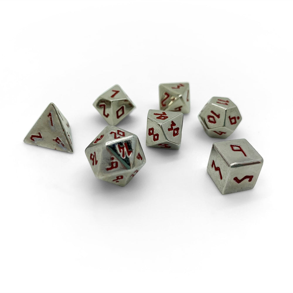 Lycanthrope Silver Pebble Dice - 10MM Alloy Mini Poyhedral Dice Set