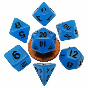 7 Count Dice Mini Acrylic Set: Glow Blue