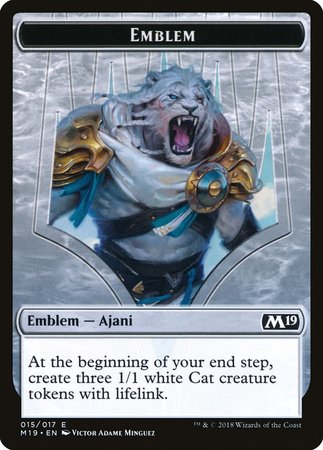 Emblem - Ajani, Adversary of Tyrants [Core Set 2019 Tokens] | All About Games