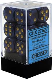 Scarab: 16mm D6 Royal Blue/Gold (12) CHX27627