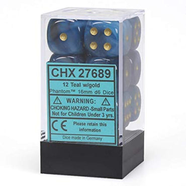 Phantom: 16mm D6 Teal/Gold (12) CHX27689