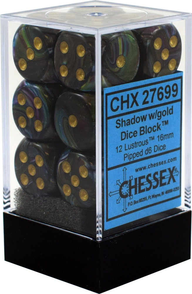 Lustrous: 16mm D6 Shadow/Gold/Black (12) CHX27699