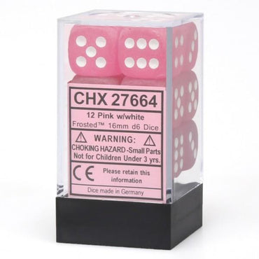Frosted: 16mm D6 Pink/White Block (12) CHX27664