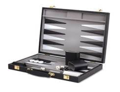 WE GAMES BLACK BACKGAMMON SET 15 inches