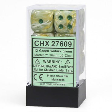 Dm8 16mm D6 Marble Green/Dark Green (12) CHX27609