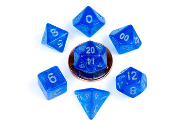 7 Count Dice Mini Acrylic Set: Stardust Blue w/ Silver