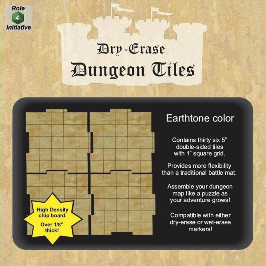 Dry Erase Dungeon Tiles: Earthtone - Pack of 36 Five Inch Squares | All About Games