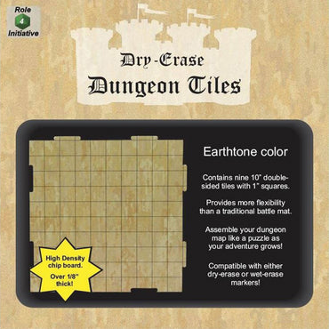 Dry Erase Dungeon Tiles: Earthtone - Pack of 9 Ten Inch Squares
