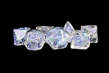 7 Count Dice Acrylic Set: 16MM Pearl w/ Purple