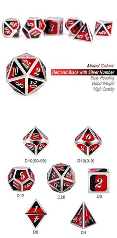 Metal & Enamel Dice Set (7pcs): Spider