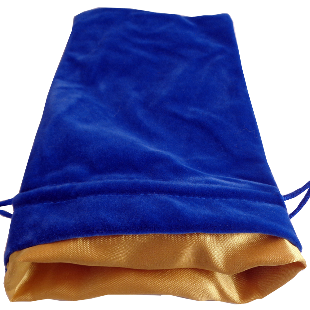 Velvet Dice Bag With Satin Liner 6″x8″ Blue with Gold
