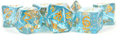 7 Count Dice Acrylic Set: 16MM  Blue Foil