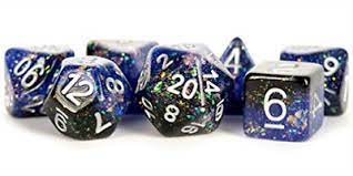 7 Count Dice Acrylic Set: 16MM Eternal Blue/Black