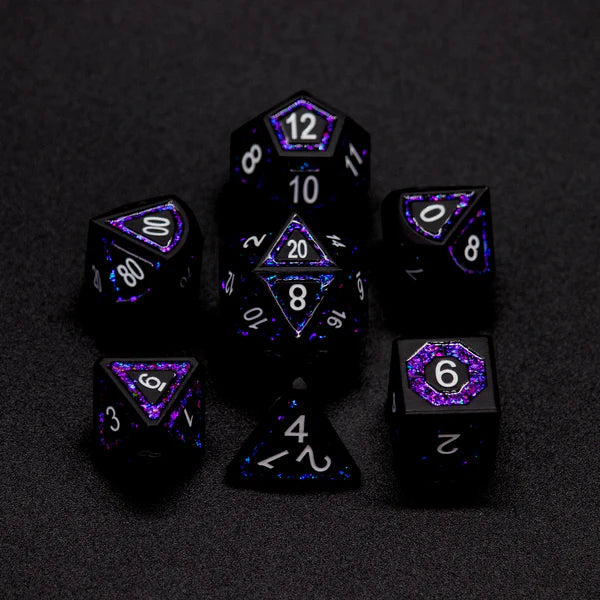 Midnight Stardust Metal Dice Set