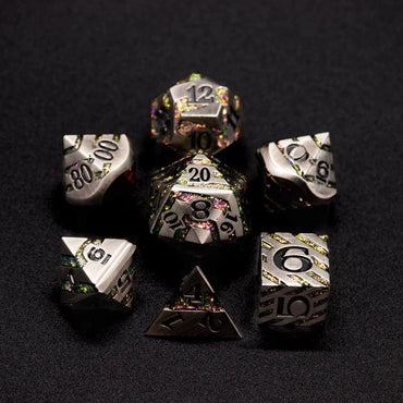 Striped Rainbow Metal Dice Set
