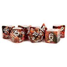 7 Count Dice Acrylic Set: 16MM Eternal Fire | All About Games