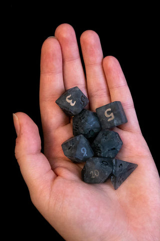 Black Cracked Lightning Stone Dice Set