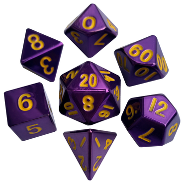 7 Count Dice Metal Set: 16MM Purple