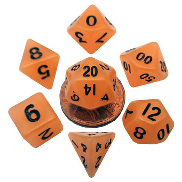 7 Count Dice Mini Acrylic Set: Glow Orange