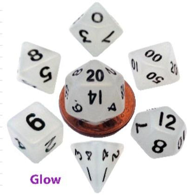 7 Count Dice Mini Acrylic Set: Glow Clear