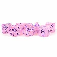 7 Count Dice Acrylic Set: 16MM Flash Dice : Pink