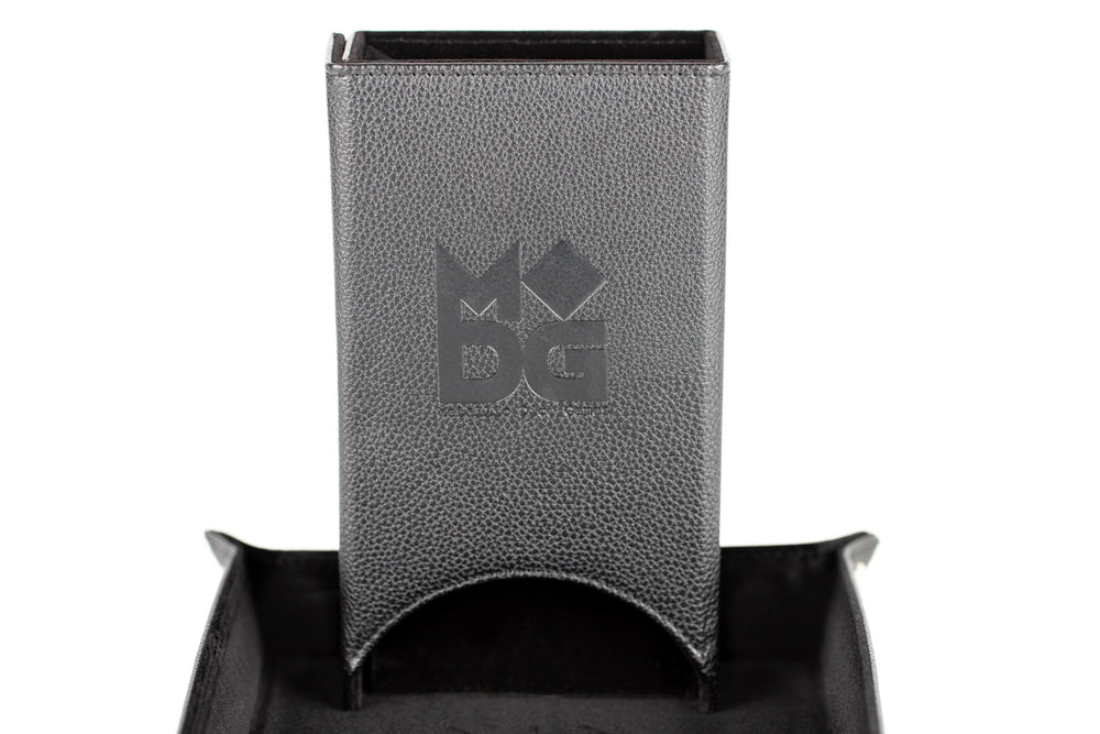 Velvet Dice Tower With Leather Backing: Black
