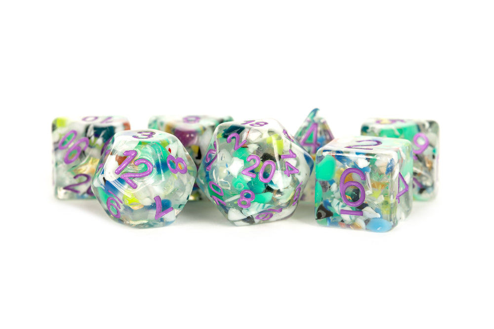 7 Count Dice Acrylic Set: 16MM Recycled with Purple