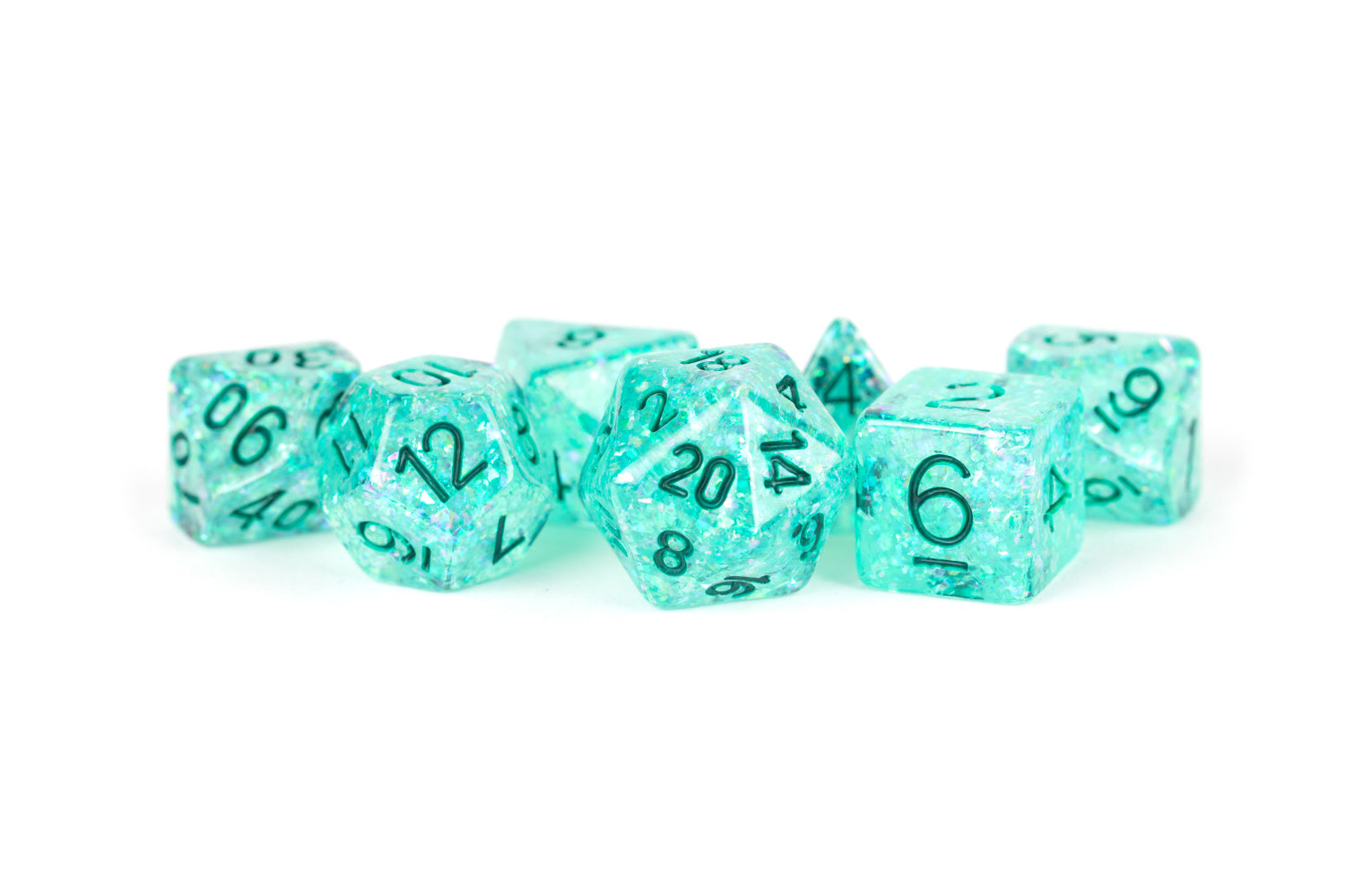 7 Count Dice Flash Set: 16MM Teal | All About Games
