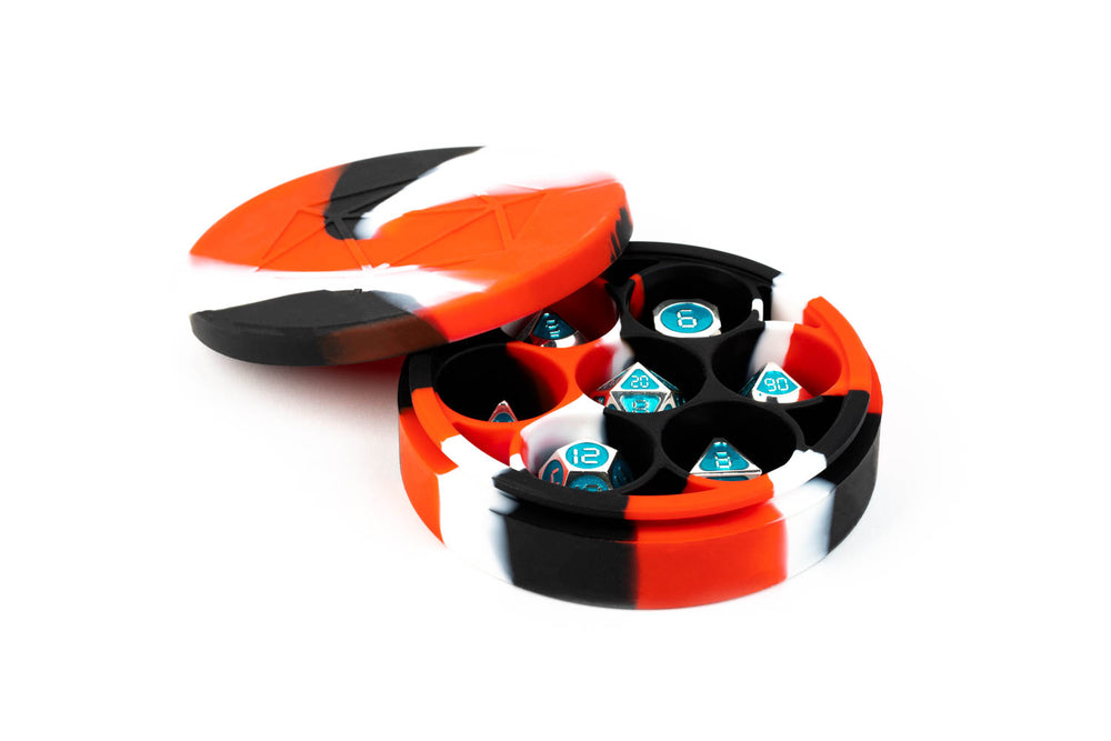Silicone Round Dice Case: Red/Black/White