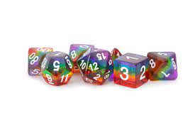 7 Count Dice Acrylic Set: 16MM Translucent Rainbow