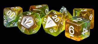 7 Count Dice Acrylic Set: 16MM Yellow Aurora