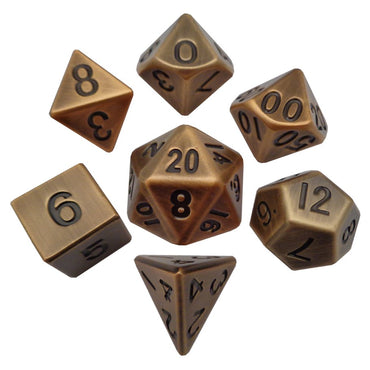 7 Count Dice Metal Set: 16MM Antique Gold