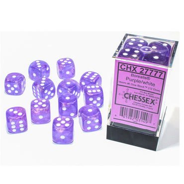 Borealis Purple/white16mm d6 block (12) CHX27777