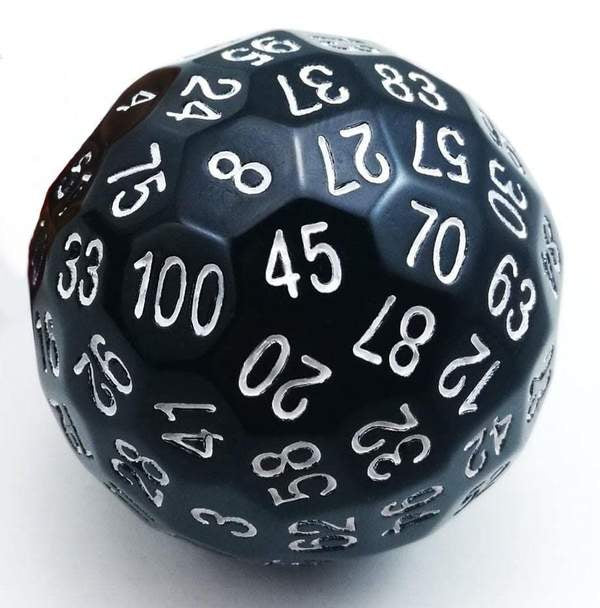 D100 Black 100 sided die