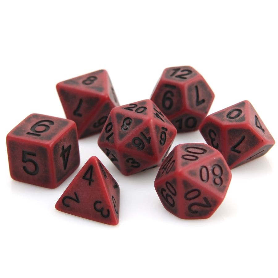 7CT BLOOD GOLEM POLY DICE SET - RED AND BLACK