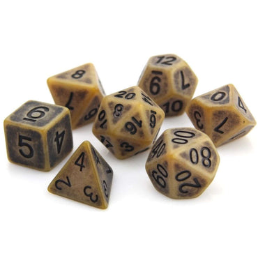 7CT SAND GOLEM POLY DICE SET - BROWN AND ANTIQUE