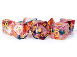 7 Count Dice Acrylic Set: 16MM Unicorn Phoenix Ash