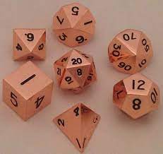 7 Count Dice Metal Set: 16MM Copper