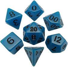 7 Count Dice Acrylic Set: 16MM Glow Blue