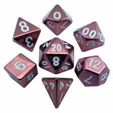 7 Count Dice Metal Set: 16MM Pink