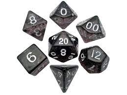 7 Count Dice Mini Acrylic Set: Ethereal Black