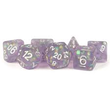 7 Count Dice Acrylic Set: 16MM Flash Dice Pearl: Gradient Purple/Teal/White