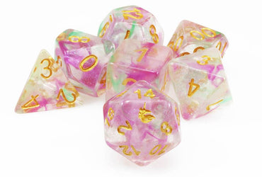 7 Count Dice Acrylic Set: 16MM Unicorn Celestial Blossom