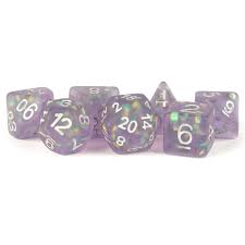 7 Count Dice Acrylic Set: 16MM Icy Opal Purple