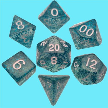 7 Count Dice Mini Acrylic Set: Ethereal Light Blue