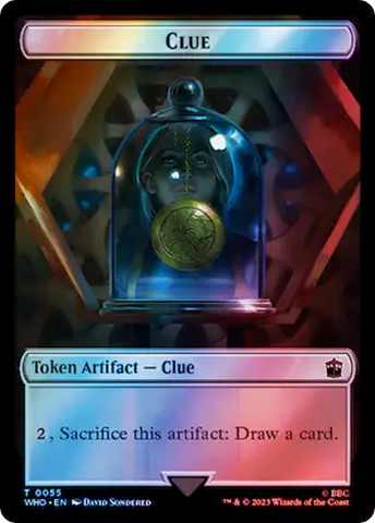 Alien Rhino // Clue (0055) Double-Sided Token (Surge Foil) [Doctor Who Tokens]