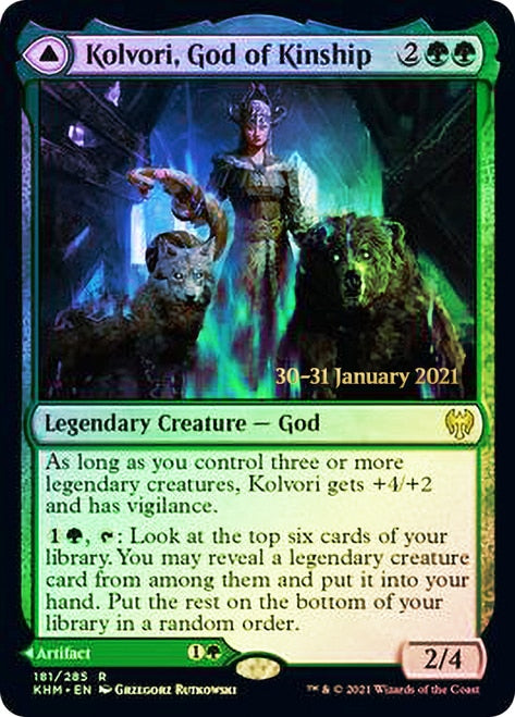 Kolvori, God of Kinship // The Ringhart Crest   [Kaldheim Prerelease Promos] | All About Games