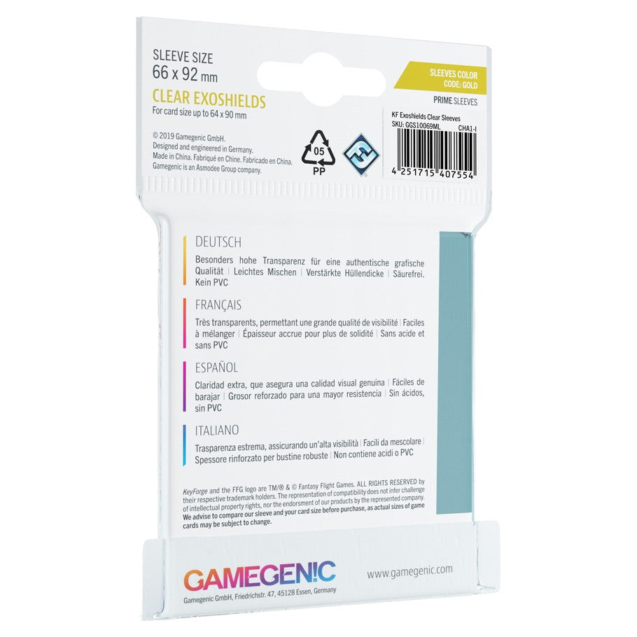 Gamegenic Keyforge 40ct Exoshield Sleeves – Clear