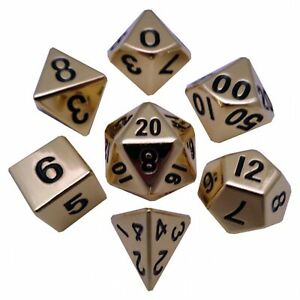7 Count Dice Metal Set: 16MM Gold